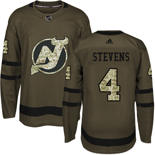 Adidas New Jersey Devils #4 Scott Stevens Green Salute to Service Stitched Jersey Men's