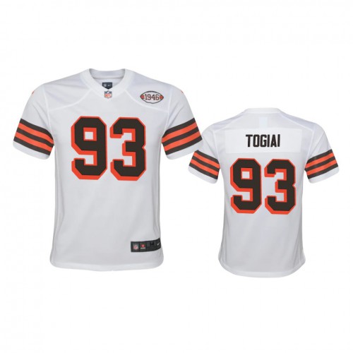 Youth Cleveland Browns #93 Tommy Togiai 1946 Collection Alternate Game Limited Jersey - White Youth