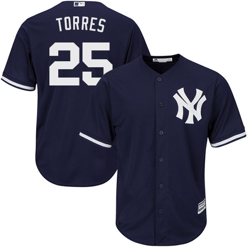 New York Yankees #25 Gleyber Torres Navy Blue New Cool Base Stitched Jersey Men's