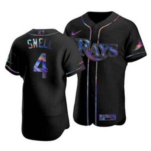 Tampa Bay Tampa Bay Rays #4 Blake Snell Men's Iridescent Holographic Collection Jersey - Black Men's