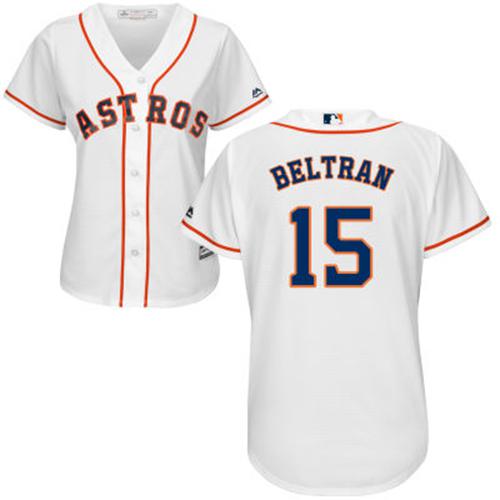 Houston Astros #15 Carlos Beltran White Home Women's Stitched Jersey Womens