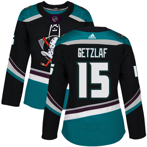Adidas Anaheim Ducks #15 Ryan Getzlaf Black/Teal Alternate Authentic Women's Stitched Jersey Womens