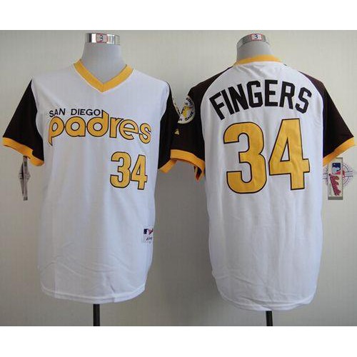 San Diego Padres #34 Rollie Fingers White 1978 Turn Back The Clock Stitched Jersey Men's