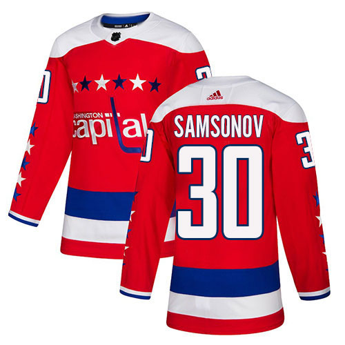Adidas Washington Capitals #30 Ilya Samsonov Red Alternate Authentic Stitched Youth Jersey Youth