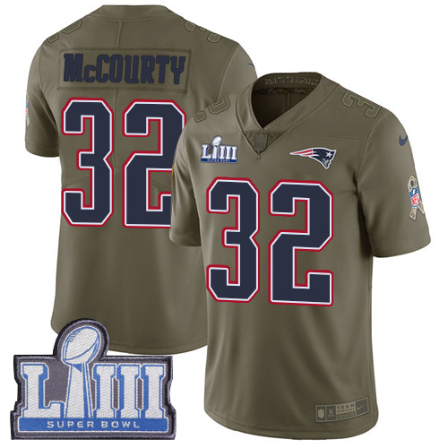 Patriots #32 Devin McCourty Olive Super Bowl LIII Bound Youth Stitched Limited 2017 Salute To Service Jersey
