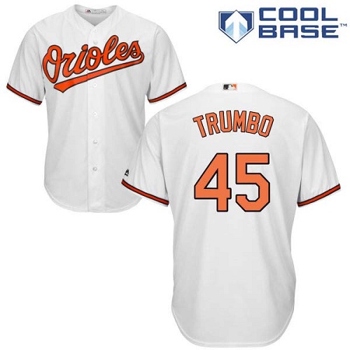 Baltimore Orioles #45 Mark Trumbo White Cool Base Stitched Youth Jersey Youth