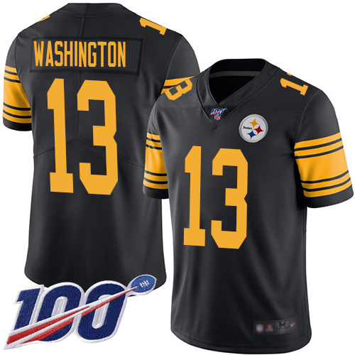 Pittsburgh Steelers #13 James Washington Black Men's Stitched Limited Rush 100th Season Jersey Men's