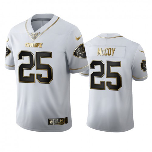 Kansas City Kansas City Chiefs #25 Lesean Mccoy Men's White Golden Edition Vapor Limited 100 Jersey Men's