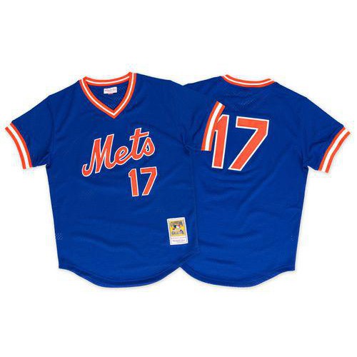 Mitchell And Ness 1986 New York Mets #17 Keith Hernandez Blue Throwback Stitched Jersey Men's