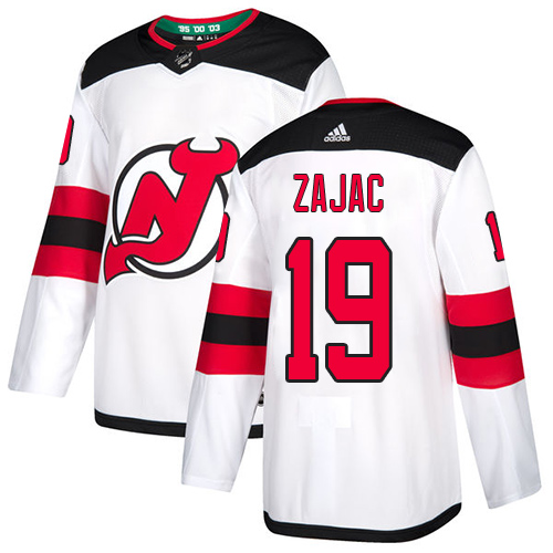 Adidas New Jersey Devils #19 Travis Zajac White Road Authentic Stitched Jersey Men's