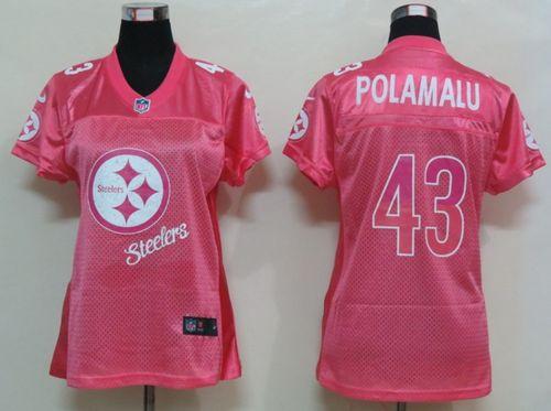 Steelers #43 Troy Polamalu Pink Women's Fem Fan Game Jersey