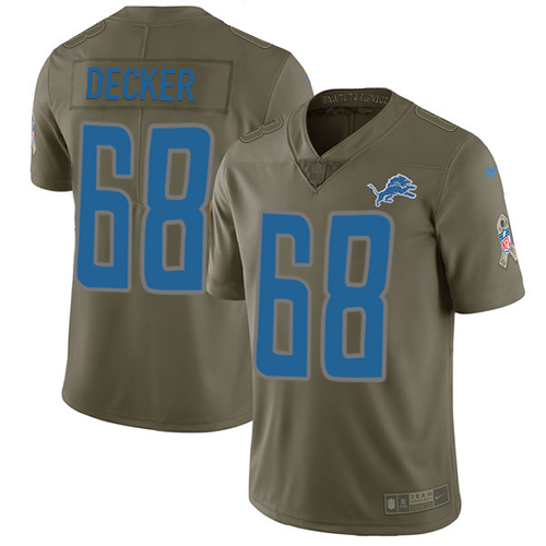 Detroit Lions #68 Taylor Decker Olive Men's Stitched Limited 2017 Salute to Service Jersey Men's