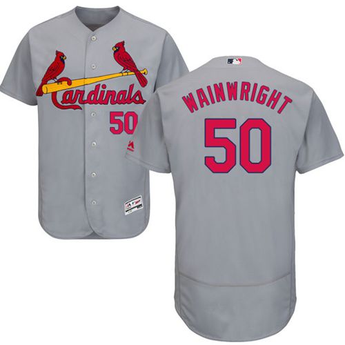 St.Louis Cardinals #50 Adam Wainwright Grey Flexbase Authentic Collection Stitched Jersey Men's