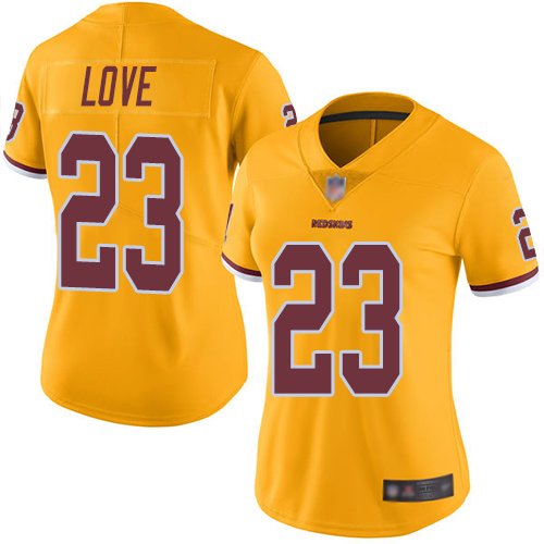 Washington Commanders #23 Bryce Love Gold Women's Stitched Limited Rush Jersey Womens