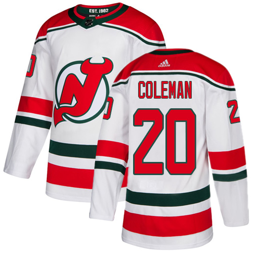 Adidas New Jersey Devils #20 Blake Coleman White Alternate Authentic Stitched Jersey Men's