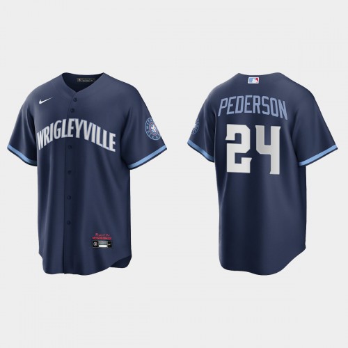 Chicago Chicago Cubs #24 Joc Pederson Men's 2021 City Connect Fans Version Navy Jersey Men's