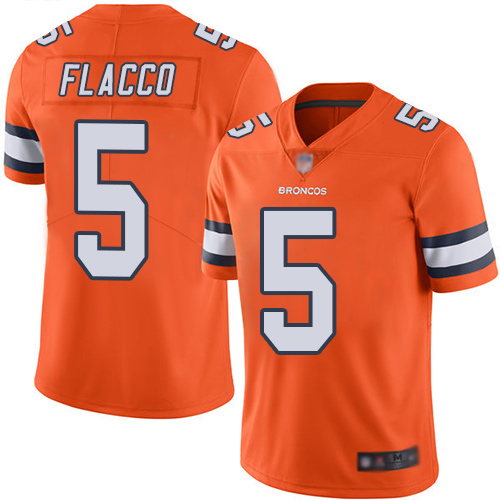 Denver Broncos #5 Joe Flacco Orange Men's Stitched Limited Rush Jersey Men's