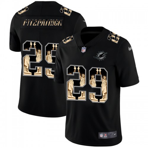 Miami Miami Dolphins #29 Minkah Fitzpatrick Carbon Black Vapor Statue Of Liberty Limited Jersey Men's