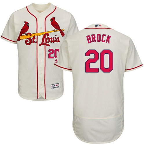 St.Louis Cardinals #20 Lou Brock Cream Flexbase Authentic Collection Stitched Jersey Men's