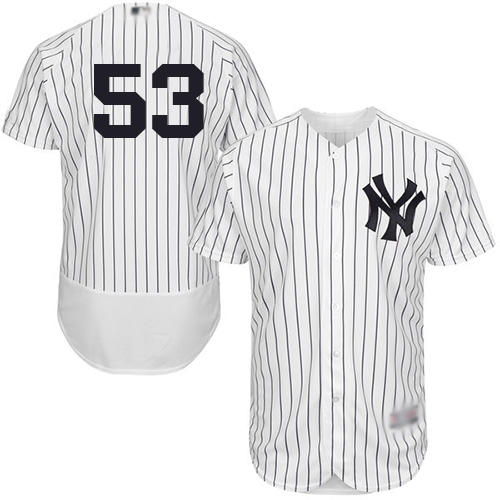 New York Yankees #53 Zach Britton White Strip Flexbase Authentic Collection Stitched Jersey Men's