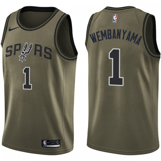 San Antonio Spurs #1 Victor Wembanyama Green Swingman Salute To Service Jersey