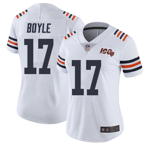 Bears #17 Tim Boyle White Women's Stitched 100th Season Vapor Limited Jersey