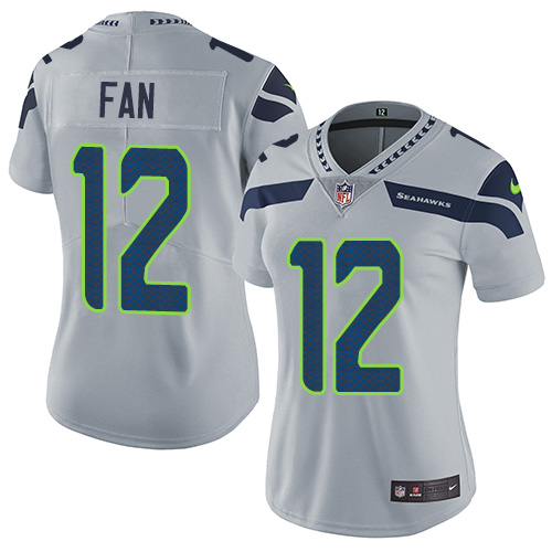 Seahawks #12 Fan Grey Alternate Women's Stitched Vapor Untouchable Limited Jersey