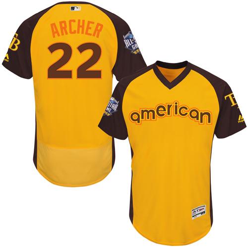 Tampa Bay Rays #22 Chris Archer Gold Flexbase Authentic Collection 2016 All-Star American League Stitched Jersey Men's