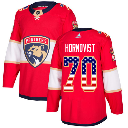 Adidas Panthers #70 Patric Hornqvist Red Home Authentic USA Flag Stitched Jersey