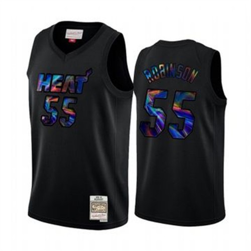 Miami Miami Heat #55 Duncan Robinson Mens Iridescent HWC Limited Jersey - Black Mens