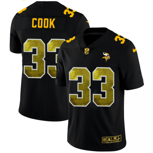Minnesota Minnesota Vikings #33 Dalvin Cook Men's Black Golden Sequin Vapor Limited Jersey Men's