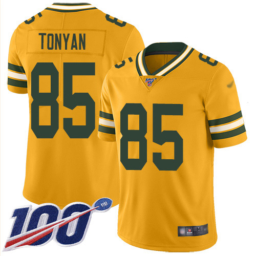 Green Bay Packers #85 Robert Tonyan Gold Men's Stitched Limited Inverted Legend 100th Season Jersey Men's