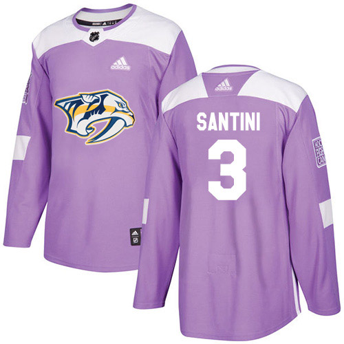 Adidas Nashville Predators #3 Steven Santini Purple Authentic Fights Cancer Stitched Jersey Men's