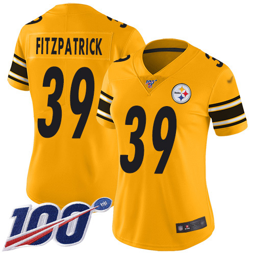 Steelers #39 Minkah Fitzpatrick Gold Women's Stitched Limited Inverted Legend 100th Season Jersey