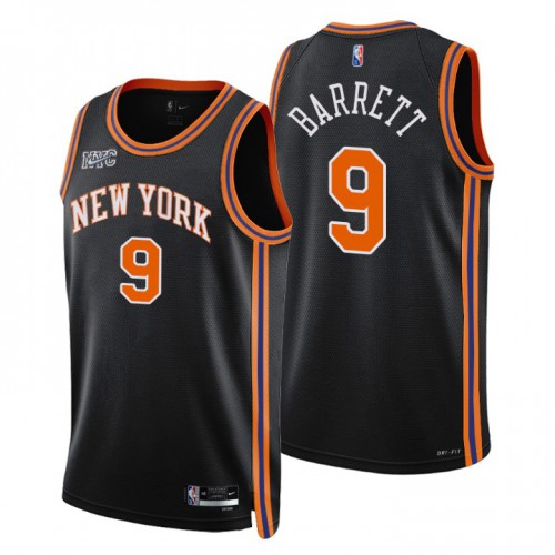 New York New York Knicks #9 R.J. Barrett Mens Black 2021/22 Swingman Jersey - City Edition Mens