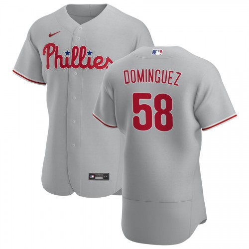 Philadelphia Philadelphia Phillies #58 Seranthony Dominguez Men's Gray Road 2020 Authentic Player Jersey Men's