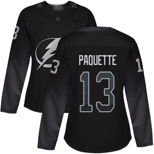 Adidas Tampa Bay Lightning #13 Cedric Paquette Black Alternate Authentic Women's Stitched Jersey Womens