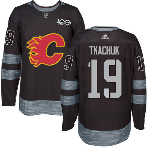 Adidas Calgary Flames #19 Matthew Tkachuk Black 1917-2017 100th Anniversary Stitched Jersey Men's