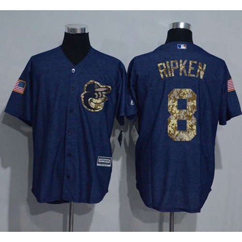 Baltimore Orioles #8 Cal Ripken Denim Blue Salute to Service Stitched Jersey Men's