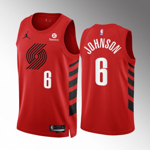 Portland Trail Portland Trail Blazers #6 Keon Johnson Red Mens Statement Edition Swingman Jersey Mens