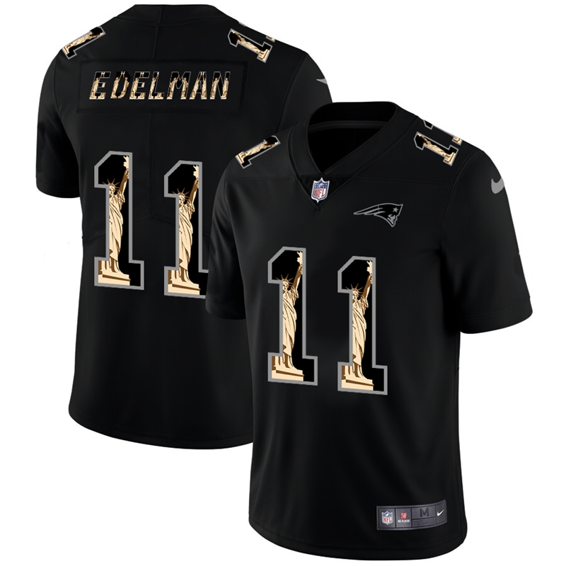 New England Patriots #11 Julian Edelman Carbon Black Vapor Statue Of Liberty Limited Jersey