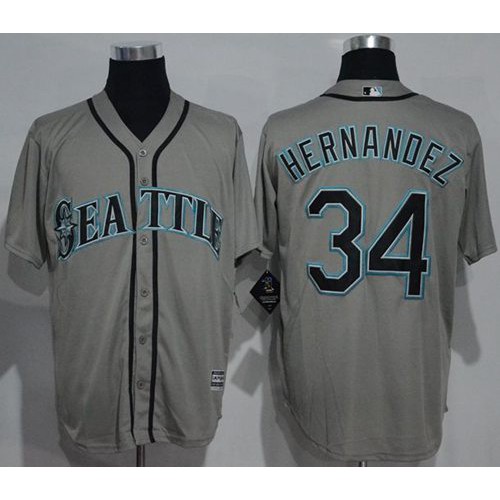 Seattle Mariners #34 Felix Hernandez Grey New Cool Base Stitched Jersey Men's
