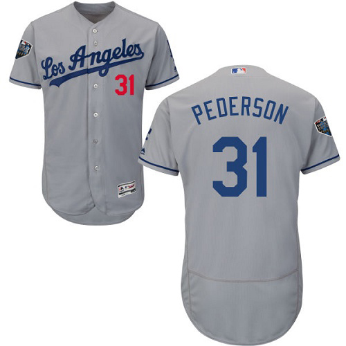 Los Angeles Dodgers #31 Joc Pederson Grey Flexbase Authentic Collection 2018 World Series Stitched Jersey Men's
