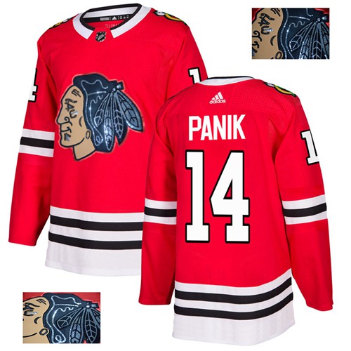 Adidas Chicago Blackhawks #14 Richard Panik Red Home Authentic Fashion Gold Stitched Jersey Men's