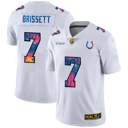 Indianapolis Indianapolis Colts #7 Jacoby Brissett Men's White Multi-Color 2020 Crucial Catch Limited Jersey Men's