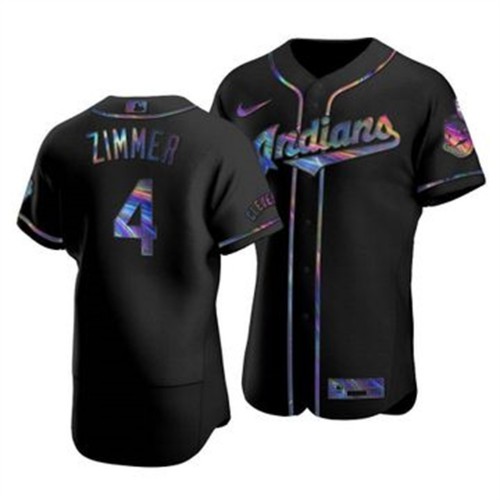 Cleveland Guardians #4 Bradley Zimmer Men's Iridescent Holographic Collection Jersey - Black Men's