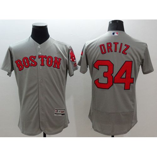 Boston Red Sox #34 David Ortiz Grey Flexbase Authentic Collection Stitched Jersey Men's