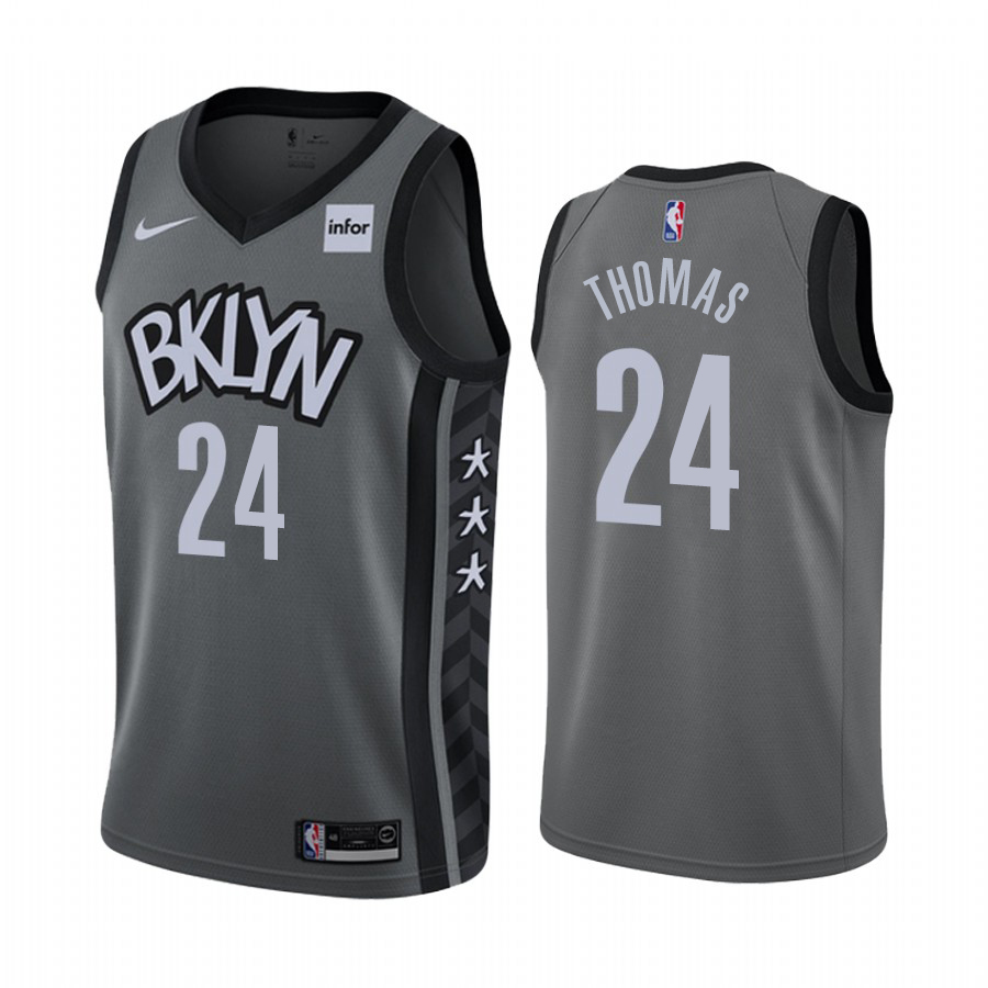 Nets #24 Cam Thomas Gray Swingman Statement Edition Jersey