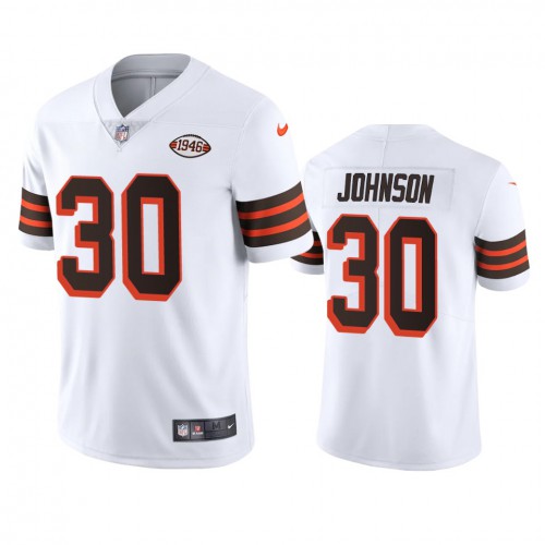 Cleveland Cleveland Browns #30 D'Ernest Johnson 1946 Collection Alternate Vapor Limited Jersey - White Men's