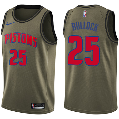Detroit Pistons #25 Reggie Bullock Green Youth Swingman Salute to Service Jersey Youth